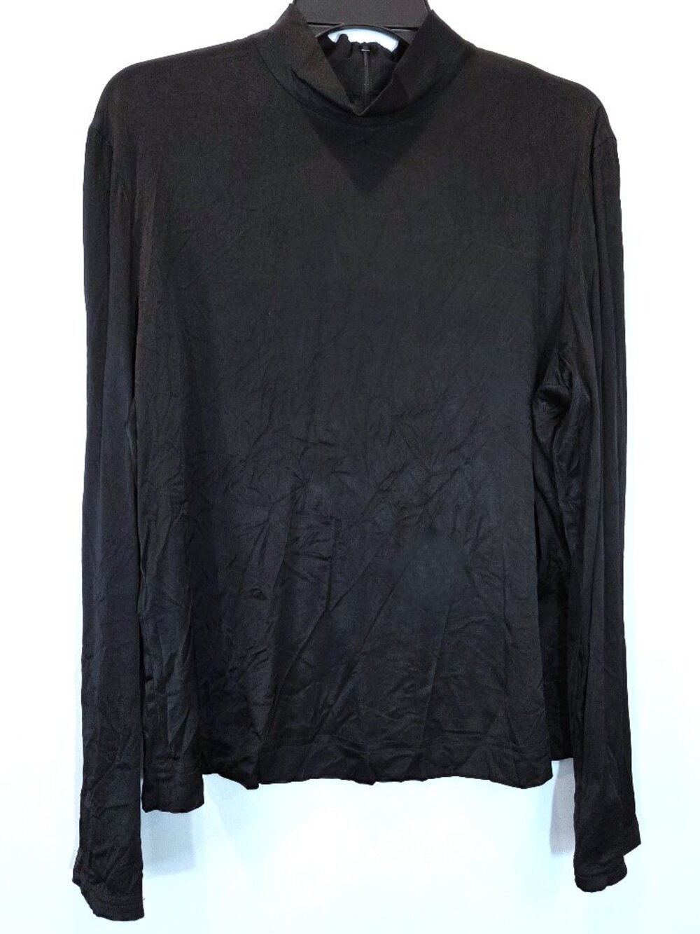 Dana Buchman Black Silk Mock Turtleneck Blouse Size 16